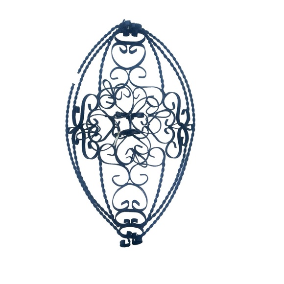 Vintage MCM Wrought Iron Scroll Metal Pedestal Fruit Bowl Basket Centerpiece - Picture 4 of 10